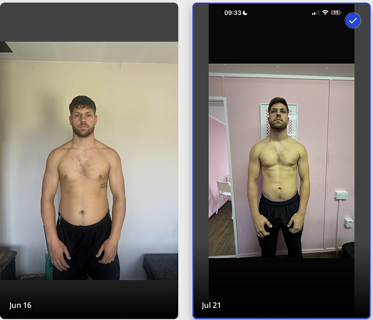 Connor's before and after fight weight transformation